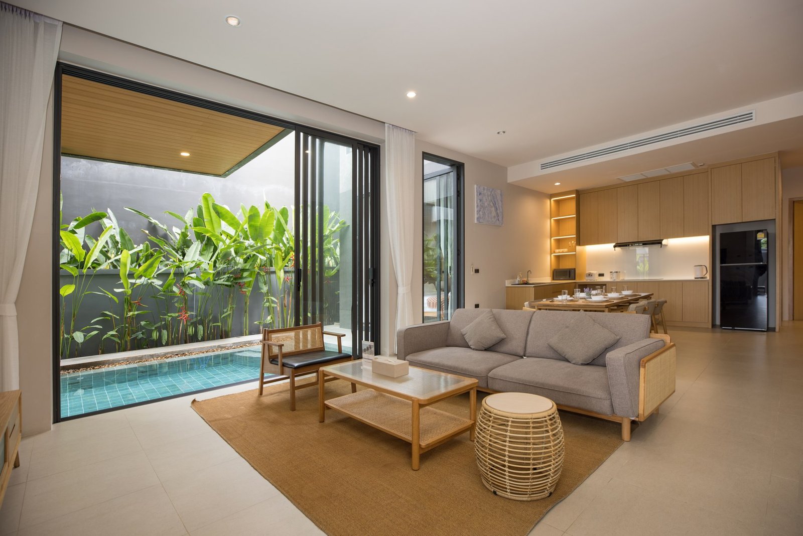 Open-plan villa living room