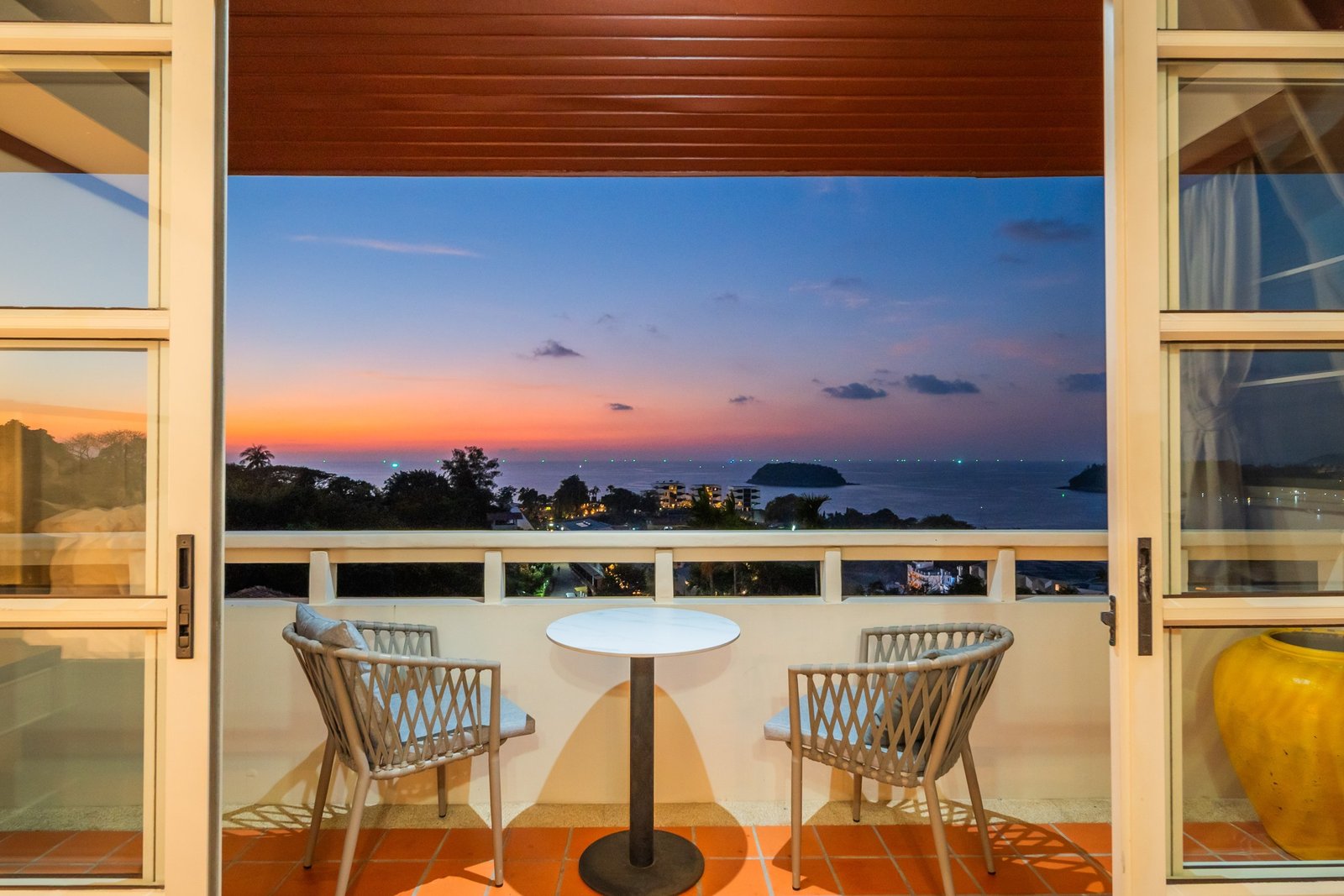 Sea-view terrace with outdoor seating