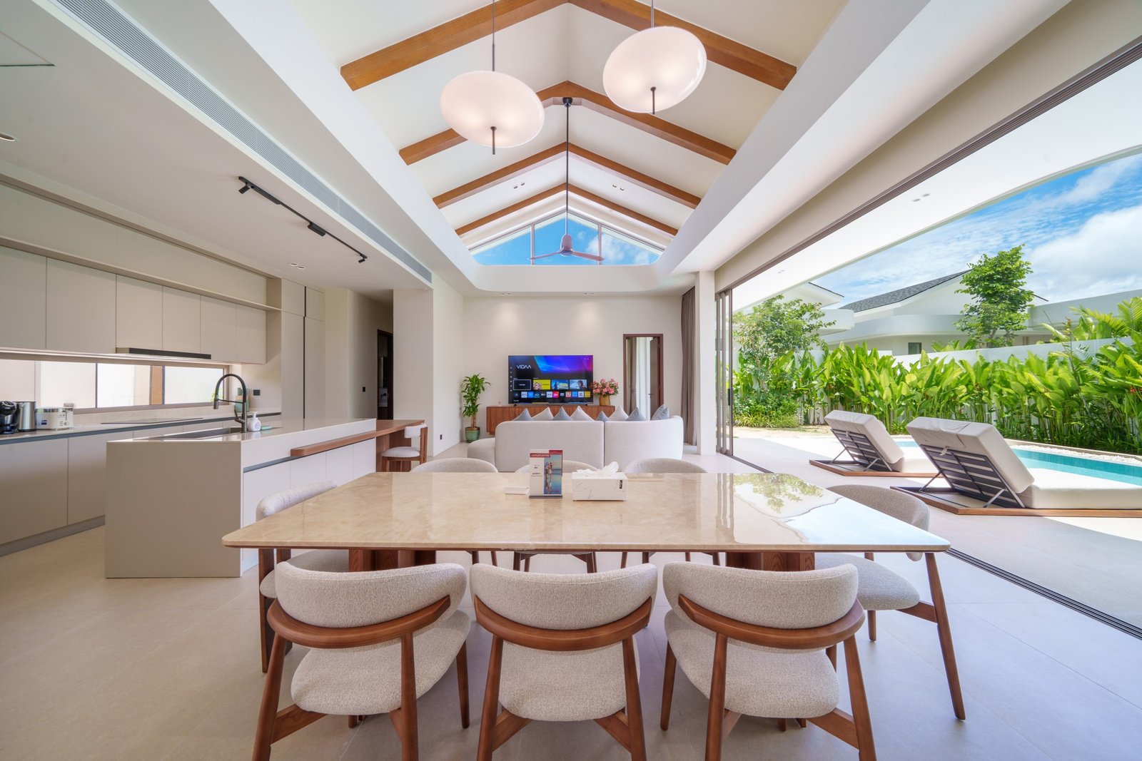 Open-plan villa living room