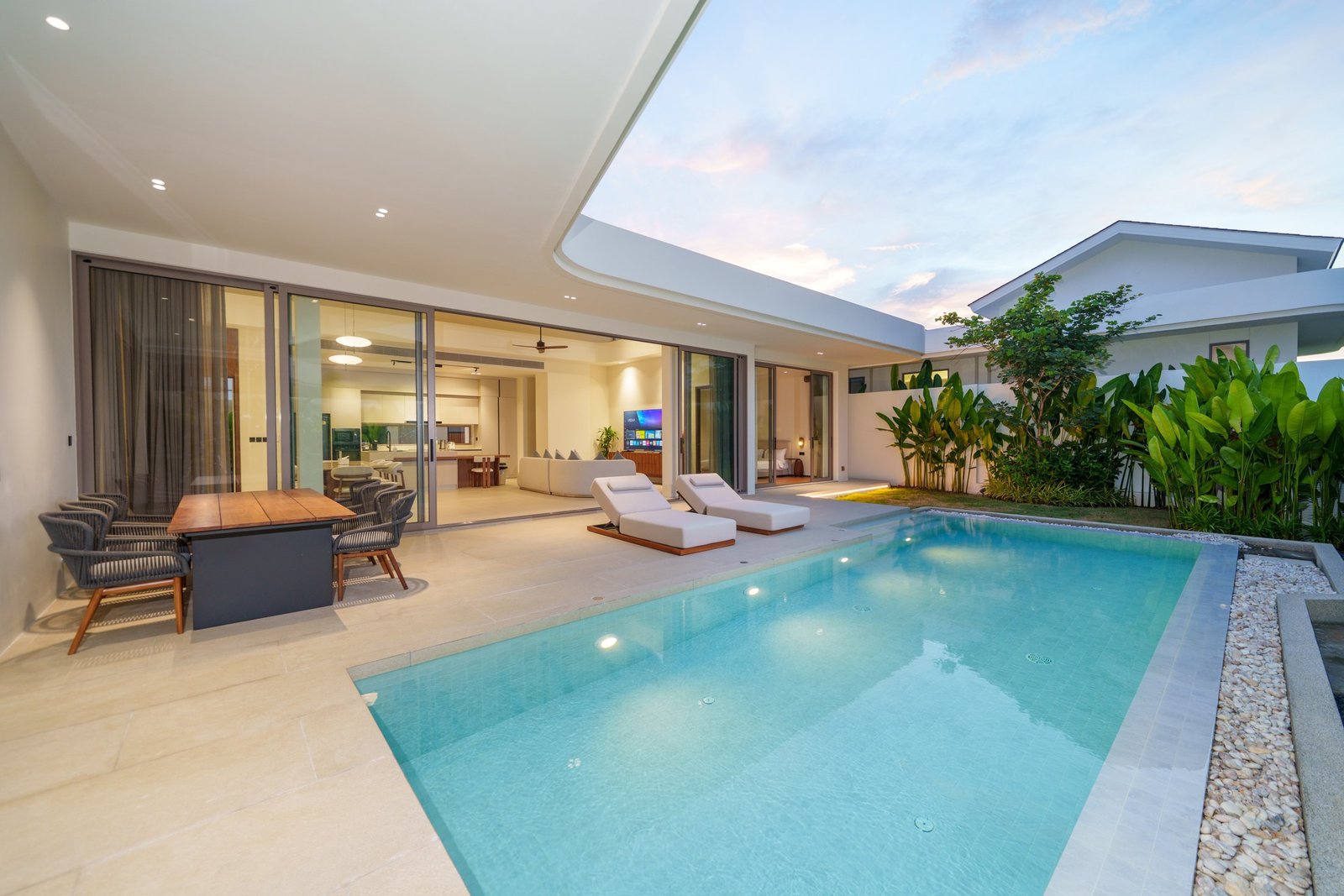Private pool between the villa pavilions